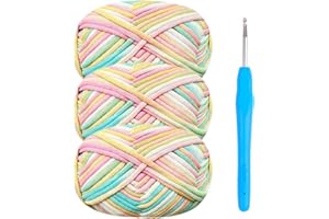 Renyiz Pelote de Laine Épaisse pour Crochet - 3 x 50 g, Fil Amigurumi pour Débutants avec Crochet de 4 mm, Kit de Démarrage Facile (Vert Mélangé)