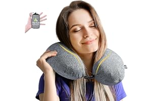 ‎HIKENTURE HIKENTURE Nackenkissen Aufblasbar Flugzeug mit Kissenbezug - Auflasbares Reiskissen Flugzeug Nackenhörnchen Erwachsene, Inflatable Travel Neck Pillow Airplane, Reise Kissen Flugzeug Zug(Grau)