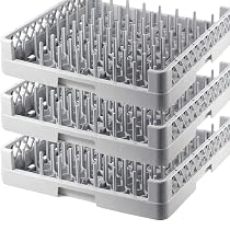 Gastronette Lot de 3 paniers à vaisselle pour plateaux, verres, tasses, 64 doigts, 50 x 50 cm, panier à couverts, panier pour lave-vaisselle commercial