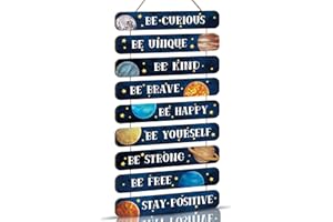 HPNIUB Space Bedroom Accessories,Outer Space Room Wood Sign,Space Themed Bedroom (2"x12"),Space Inspirational Wall Art for Boys Kids Girls Playroom,Nursery,Classroom,School Decoration