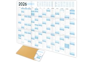 MAFAB PRODUCTS XXL Wandkalender 2026 groß (90x60cm) - Jahresplaner 2026 quer als Kalender für die Wand - Jahreskalender für 14 Monate mit Ferienübersicht - Kalender gefalzt für das Büro