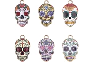 PH PandaHall 6 Colore Testa di Teschio Smalto Ciondoli 36 Pezzi Halloween Teschio Perline Pendenti Pendenti con Ciondoli per Donna Uomo Collana, Braccialetto, Orecchino Creazione di Gioielli