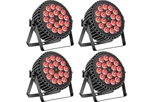 DELIBANG 4pcs Par LED 18x10W Luces de Escenario, RGBW Luz de Discoteca Carcasa de Aluminio con Auto/Voz/ DMX512 Control Par Iluminación para Club Bar KTV Boda Casa