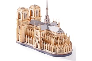 ROWOOD Notre Dame de Paris Puzzle 3D en Bois Modèle d’Architecture, 330 Pièces Kit DIY Découpe Laser pour Adultes et Adolescents, Décoration Élégante et Cadeau Créatif pour Passionnés d’Architecture