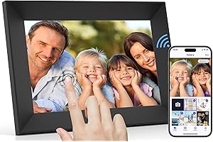 TIBUTA Cornice digitale Wi-Fi 8 pollici Touch Screen Cornice elettronica con 16 GB di memoria, Auto Rotate, Montabile a parete, Foto e video tramite APP Frameo per genitori/coppie/amici/familiari