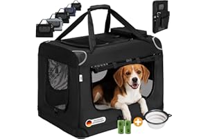 Zedelmaier Hundebox Faltbar Hundetransportbox, L 70x52x50cm, robust Transportbox für Hund Groß Hundetasche Auto Haustiertransportbox für Unterwegs & Zuhause Schwarz