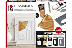 Marabu Set de pâtes acryliques STRUCTURED ART, pâte structurée y compris spatule, couteau à peindre et carton à peindre, set de peinture pour Mixed Media, Art Journaling, spatule etc., 1202000000088