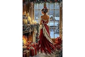 NEWENMO 5D Bella Donna Diamond Painting Kit per Adulti,Elegante Signora Pittura Diamante Kit,Fai Da Te Natalizia Diamond Art Kit Completo,per Adulti Principianti Decorazione Casa 30x40cm