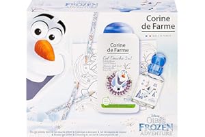 Corine De Farme | Olaf Coffret Cadeau | Disney Reine des Neiges | Parfum Enfant 50ml | Gel Douche Enfant 250ml | Coloriage Enfant | Crayons de couleurs |Fabriqué en France