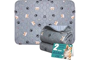 OUTTDID Tapis Éducateur pour Chien Lavable Réutilisable, Lot de 2, Tapis Ultra Absorbants, Tapis d'urine pour Animaux de Compagnie, Antidérapant, Capacité d’Absorption - 45x60cm