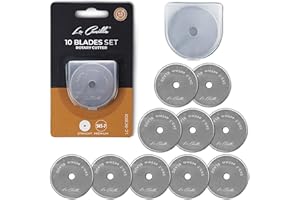 La Canilla 10 Cuchillas Rectas de 45mm para Cutter Rotatorio compatible con Fiskars, Olfa y otros | Calidad SKS-7 para todo tipo de Telas, Patchwork, Vinilo, Scrapbooking, DIY, Costura y Manualidades