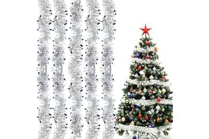 Scettar 16M Espumillon Arbol Navidad con Estrellas,Espumillón Navidad Metálica Brillante