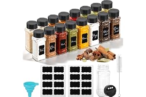 Hahorpa 16 st kryddburkar i plast med dubbla funktioner lock och etiketter, 120 ml