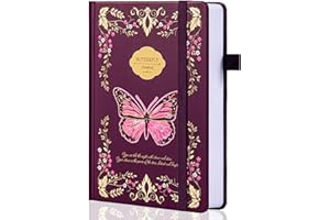 TIEFOSSI Butterfly Journals para mujeres y hombres, cuadernos universitarios con rayas para escribir, cuadernos con tapa plana, 320 páginas numeradas, tamaño A5 para llevar un diario