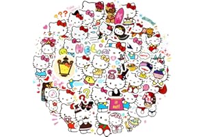 PIKAPIKA 50 Stück Hello Kitty Sticker Sanrio Sticker Kawaii Sticker für Wasserflasche Laptop Gitarre Auto Motorrad Skateboard Gepäck Vinyl wasserdichte Graffiti Patches