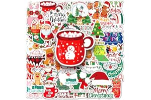 sulanmo 50 PCS Autocollants Esthétique de Noel, Autocollant Merry Christmas, Stickers Mignons de Deco Noël pour Emballage Cadeau Noel, Cartes Scrapbooking, Enveloppe