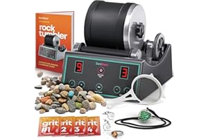 DAN&DARCI Advanced Professional Rock Tumbler Kit - with Digital 9-day timer & 3-speed polisher settings - UK/EU Edition Turn Rough Rocks into Beautiful Gems : Great Geology Science Kit STEM Gift for all ages