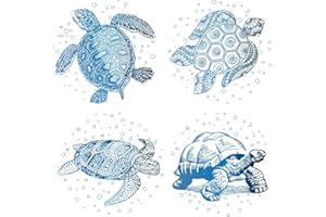 GORGECRAFT 4 Stili 6.3" Tartarughe Marine Decalcomanie della Finestra Statico Animale Marino Porta Scorrevole in Vetro Adesivo Si Aggrappa Pellicola in Vinile Impermeabile Ocean Camera da Letto