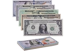 ZoneYan Prop Money, 100Pcs Faux Argent Dollar Billet, Copy Money, Dollar Copier de l’Argent, Jouets de Films en Espèces pour Les Farces, Film, Jeux de Casino (20 x 1$, 10$, 20$, 50$, 100$)