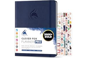 Clever Fox Planificador PRO - Organizador Personal de Vida Semanal y Mensual para Mejorar la Productividad, la Gestión del Tiempo y Alcanzar Tus Metas - A4, Sin fechas 1 Año - Azul Oscuro