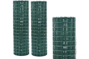 JAOSY Hot Dipped Galvanized Wire Fence 90CM X 25M (3FTX82FT) Green PVC Coated Wire Fencing 100mm x 75mm ( 4"x 3") Hole Size 2mm ( 0.08") Wire Diameter Garden Fencing Roll Rust-proof and Corrosion Protection