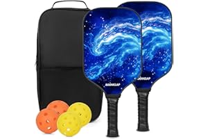 BOOMCLAP Pickleball-Paddel 2er-Set – Fiberglas-Oberfläche, komplett mit 2 Schlägern, 4 Bällen und tragbarer Tragetasche – ideal für Männer und Frauen