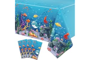 Dvaorc Sotto le Tovaglie del Mare - Onde dell'Oceano Copri Tavola Subacqueo, Animali Marini, Tovaglia Estiva per Spiaggia e Piscina - Forniture per Feste 51 x 86 Pollici