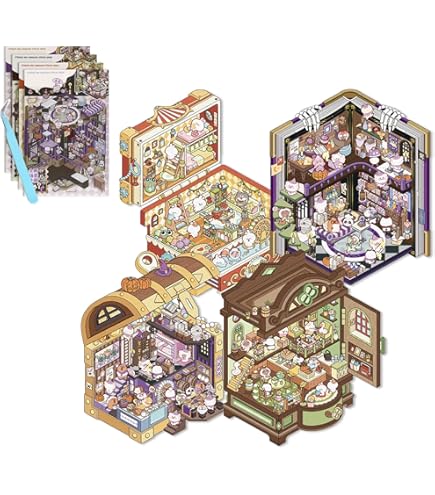 4 Large 3D Sticker Scenes - Reusable Kawaii DIY Room Decor For Adults & Kids