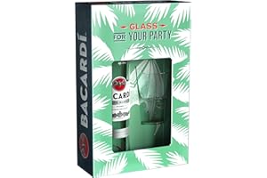 Bacardi Carta Blanca Superior White Rum, 37.5% ABV, 70cl / 700ml, with Mojito Glass Gift Set