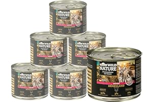 Dehner Wild Nature karma dla kotów, mokra, mokra karma bez zbóż/bez cukru, dla młodych kotów, kurczaka, 6 x 200 g puszka (1,2 kg)