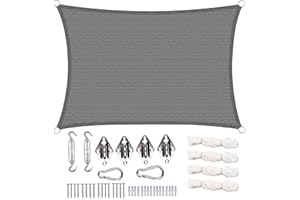 WOLTU Tenda parasole Vela Ombreggiante rettangolare 2 x 4 m, Tenda a Vela Parasole protezione UV, 180g/m² HDPE traspirante, Tende da Sole con Kit di Fissaggio