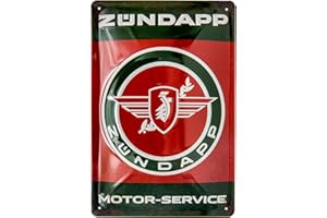 LUCKYLINDE - Retro Blechschild passend für Zündapp Moped, Motorrad Fans, Deko Werkstatt, Garagen Schild, geprägtes Stahlblech (20 x 30 cm)
