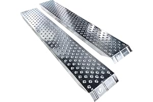 vounot® 2 x Rampe de Chargement 400kg Max Rampes Moto Tracteur remorque et Rampe d’accès Résistant et Pratique Taille 135cm x 23x 5 cm - Argent
