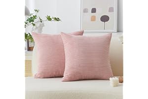 Home Brilliant Pink Cushion Covers 45 x 45 Set of 2 Decorative Corduroy Throw Pillow Covers Valentine's Day GIft Decor, 2 Pcs, Baby Pink, (45x45 cm, 18 inch)