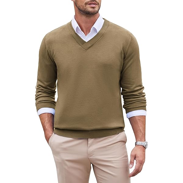 COOFANDY Herentrui V-hals Warm Slim Fit Trui Winter Modieuze Trui Heren Wit XXL