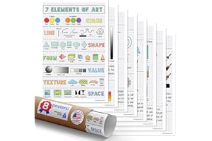 QUARTERHOUSE Elements of Art - Póster (8 unidades, 30,5 x 45,7 cm)