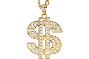 W WIDMANN MILANO Party Fashion - Collier avec signe dollar, chaîne avec strass, or, accessoire pour costumes de carnaval