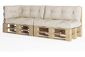 chilly pilley Coussin De Palette EU Flocons De Mousse pour Meublespalette Dossier De Canapé Coussin De Siège Coussin Latéral Ensemble Coussins Nombreuses (5er Set Elfenbein)