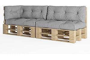 ‎CHILLY PILLEY chilly pilley Palettenauflage Schaumflocken palettenkissen Palettenpolster Palettenmöbel Palettensofa Rückenlehne Sitzkissen Seitenkissen Set (5er Set Silber)