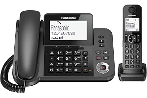 Panasonic KX-TGF320EXM Trådlös DECT-matchad trådtelefon med telefonsvarare, slutbar monokrom LCD, Nödströmsdrift