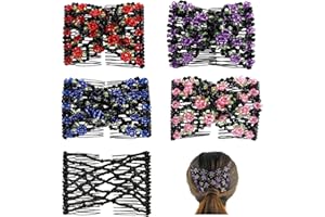 BULULUSHOP Combs Elastico Hair Clips Combs Perline Fermagli Per Capelli Fermacapelli Eleganti Fermagli A Pettine Capelli Fermagli Vintage Elastico Dei Capelli Pettine Clip Doppi Per Le Donne（5 Pezzi）