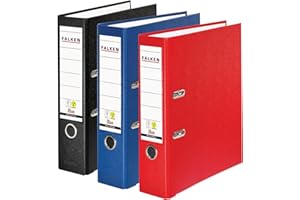 Falken - Confezione da 3 raccoglitori originali in polipropilene, realizzati in Germania, larghezza 8 cm, formato DIN A4, colori assortiti