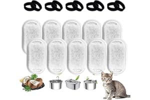 KARELLS Fontanna dla kotów, filtr zamienny do fontanny do picia, filtr węglowy i filtr piankowy, 10 sztuk filtrów zamiennych z filtrem węglowym z aktywnym filtrem węglowym, fontanna do picia, filtr dla