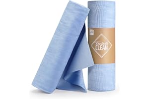 Fantasticlean Paños de Pulido 20 Unidades por Rollo, Bayetas Cristales sin Rayas, Paño de Limpieza de Microfibra Rasgable, para Ventanas, Espejos, Platos 30x40cm-Azúl