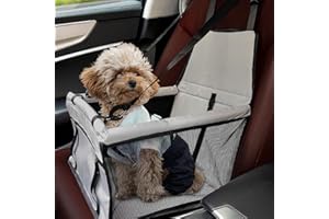 Flagest Fotelik samochodowy dla psów, zwierząt domowych, nadaje się do prania, miękka torba Oxford dla psa, stabilna, składana, fotelik samochodowy dla psa, samochodowy transporter dla psów (szary)