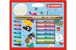 ‎STABILO STABILO - Metallic-Filzstift mit robuster XL-Spitze - Trio DECO - 8er Pack - 8 verschiedene Farben