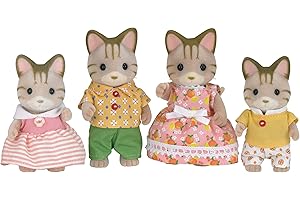 Sylvanian Families Rodzina Pręgowanych Kotków Zestaw do Zabawy z Lalką, Wielokolorowy, ‎7.87 x 2.17 x 6.69 cm; 80 g