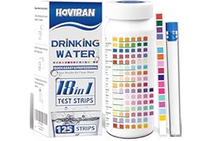 HOVIRAN Kits de test d'eau pour l'eau potable, 125 bandelettes de test d'eau potable, maison, kit de test d'eau de puits pour le plomb, la dureté de l'eau, le fer, le cuivre, les métaux lourds