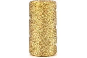 G2PLUS 100M Filo D'oro Spago Dorato Spago Natalizio Oro 1.5MM Corda per Gioielli Filo Non Elastica per Confezioni Regalo o Ornamenti Alberi di Natale