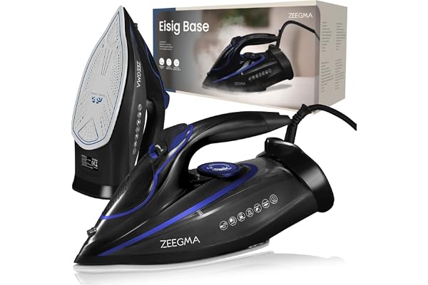 Zeegma Eisig Base Ångstrykjärn – 3100W, 40g/min Ånga, Keramisk Stryksula, 320ml Vattentank, Anti-Dropp, Anti-Kalk, Självrengöring, Automatisk Avstängning